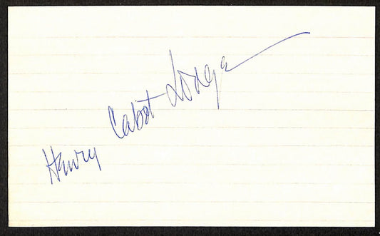 Henry Cabot Lodge US Senator/VP Candidate d.1924 Signed 3x5 Index Card 197709