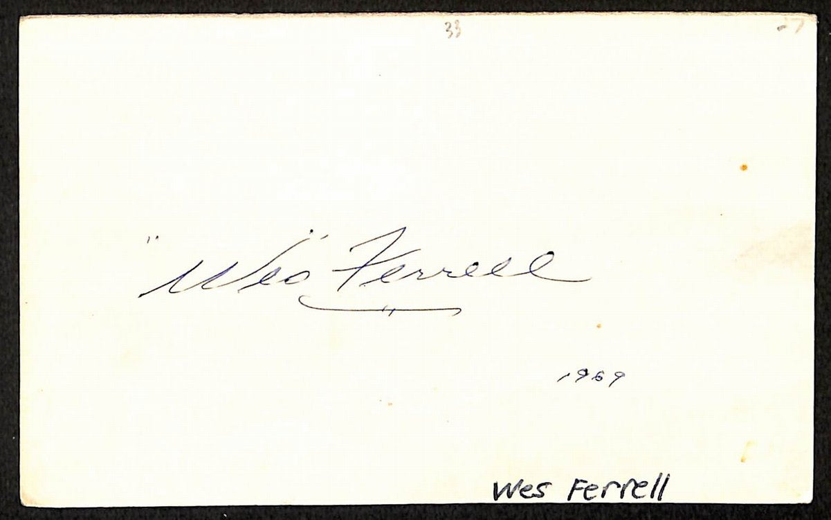 Wes Ferrell Cleveland Indians d.1976 Signed/Autographed 3x5 Index Card 197710