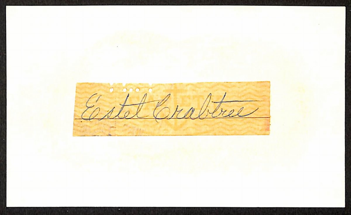 Estel Crabtree Cincinnati Reds d.1967  Signed/Autographed 3x5 Index Card 197712