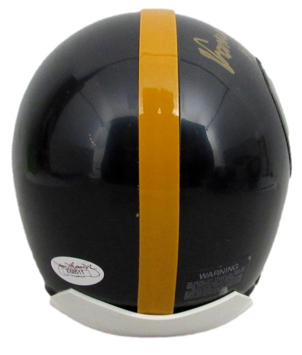 Franco Harris HOF Signed/Inscr Black Mini Football Helmet Steelers JSA 198652
