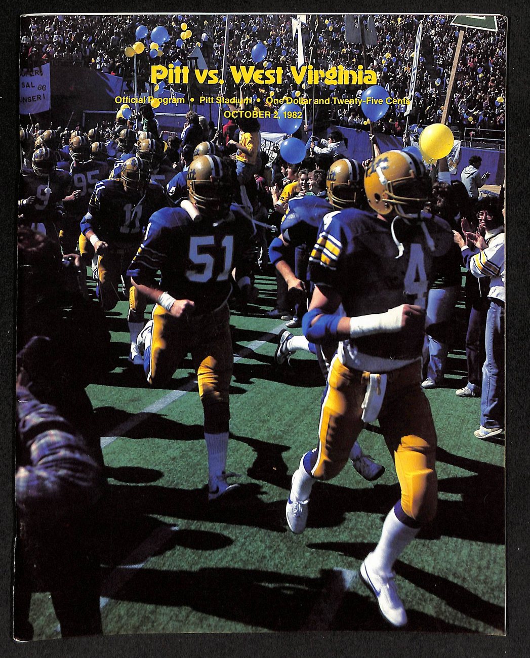 1982 Pitt vs West Virginia College Football Game Program Dan Marino 198187