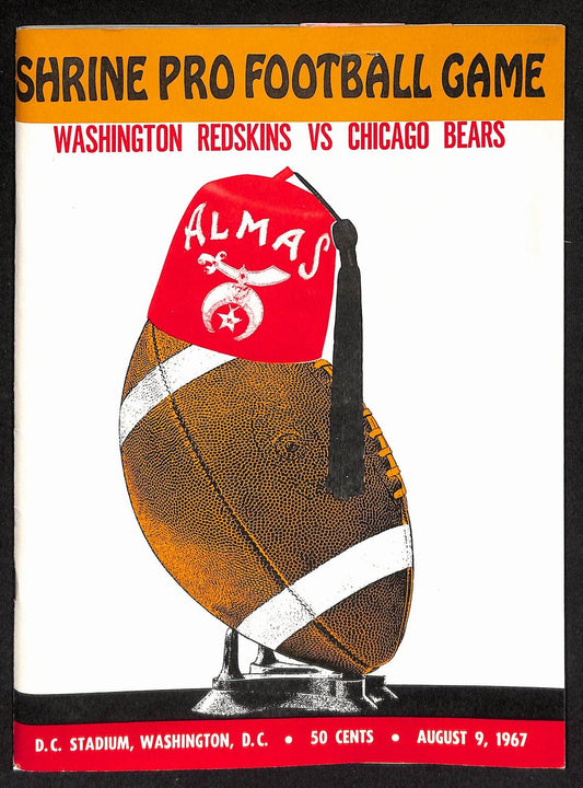1967 Redskins vs Bears Shriners Pro Football Game Program W/Ticket Stubs 198200