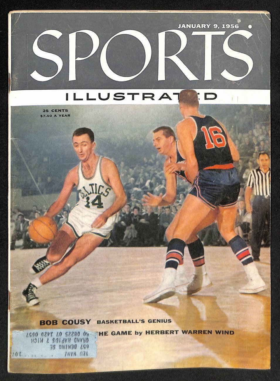 1956 Bob Cousy HOF Boston Celtics Sports Illustrated w/Mailing Label 198220
