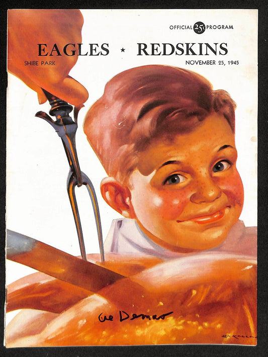 1945 Eagles vs Redskins Official NFL Game Program Signed by Al Demao 198221