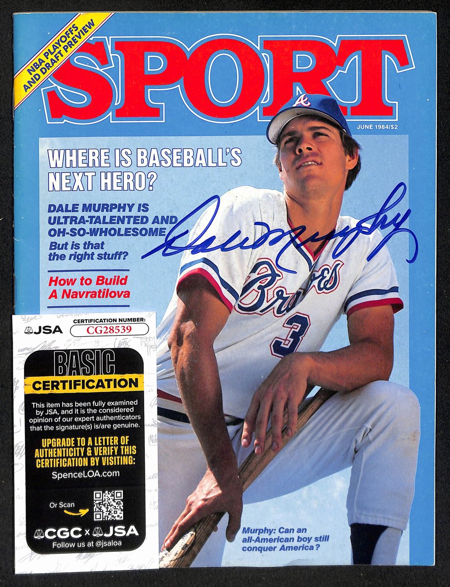 Dale Murphy Atlanta Braves Signed/Auto 1984 Sport Magazine NO LABEL JSA 197861