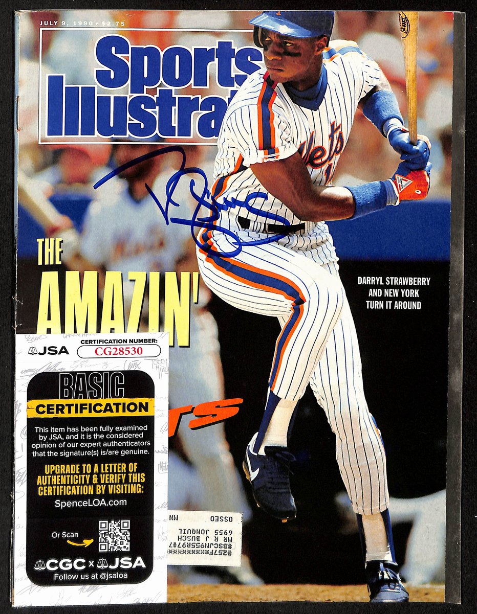 Darryl Strawberry NY Mets Signed 1990 Sports Illustrated w/Label JSA 197872