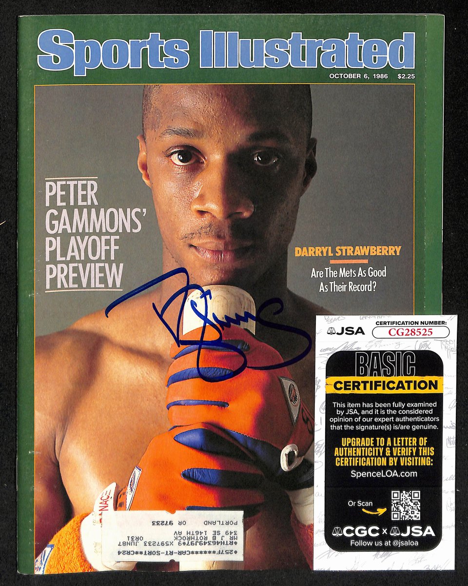 Darryl Strawberry NY Mets Signed 1986 Sports Illustrated w/Label JSA 197877
