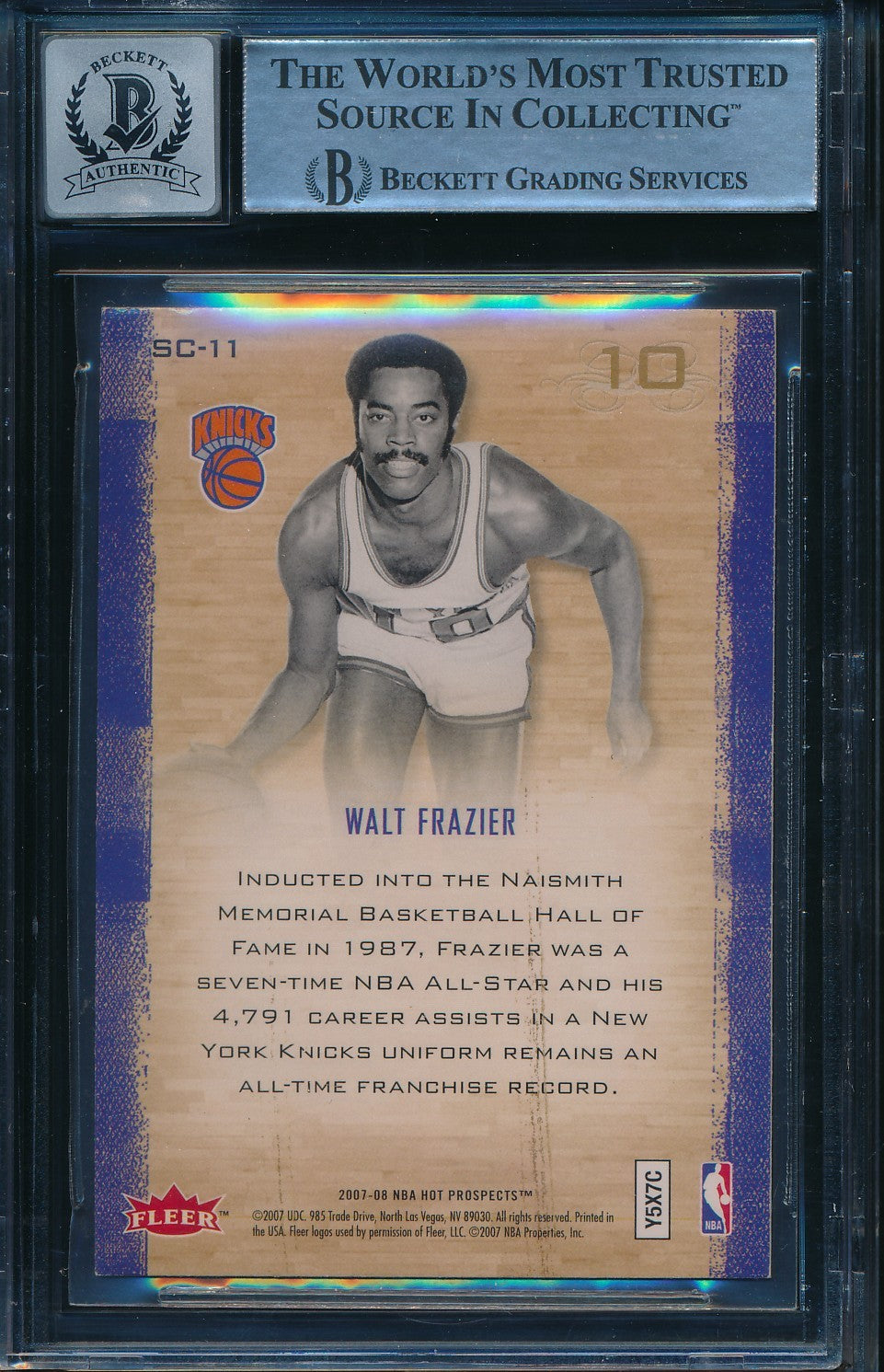 Walt Frazier HOF Signed/Auto 2007-08 Fleer Hot Prospects Card #SC-11 BAS 198653