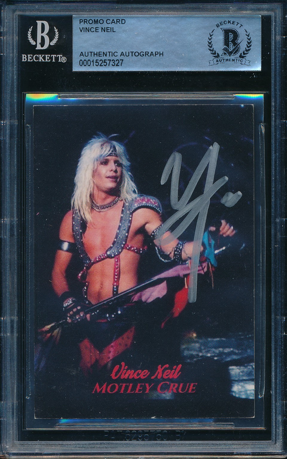 Vince Neil Motley Crew Signed/Autographed Promo Card BAS/Beckett 198654