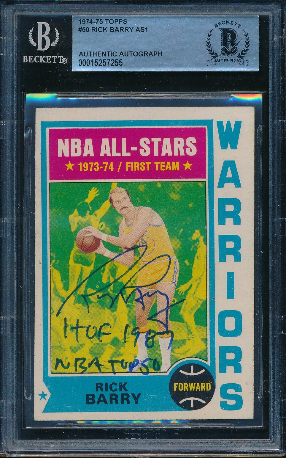 Rick Barry HOF Signed/Autographed 1974-75 Topps Card #50 BAS/Beckett 198660