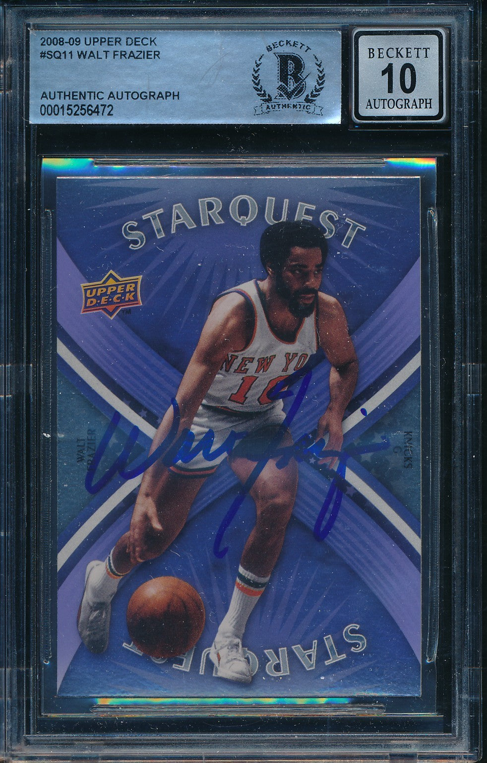 Walt Frazier HOF Signed/Auto 2008-09 Upper Deck Starquest Card #SQ11 BAS 198679