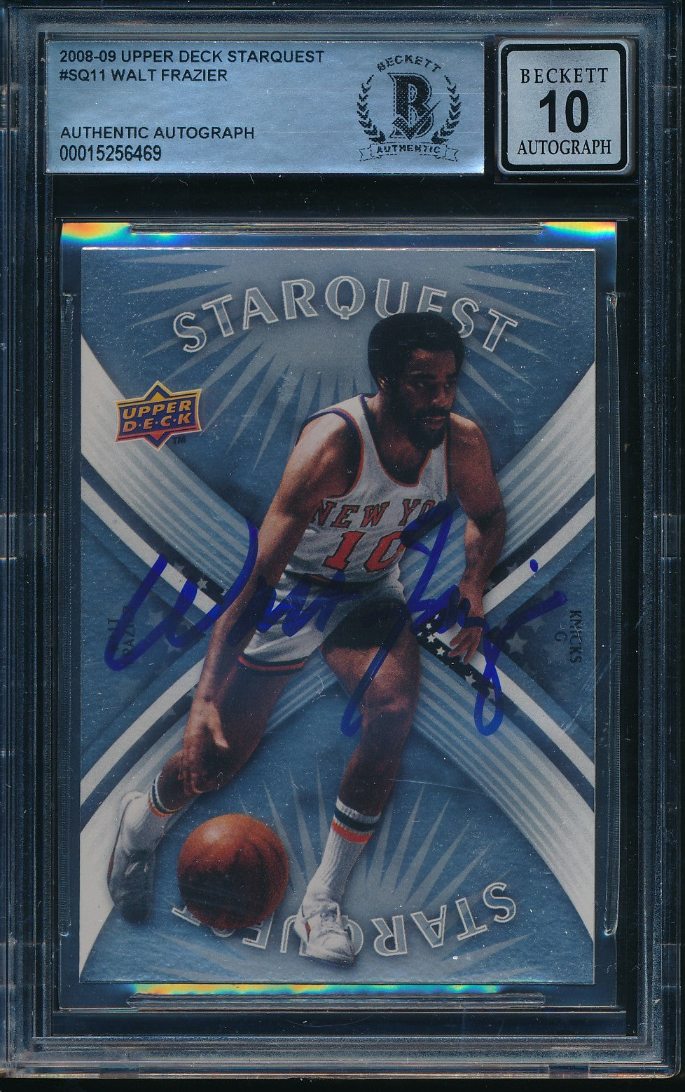 Walt Frazier HOF Signed/Auto 2008-09 Upper Deck Starquest Card #SQ11 BAS 198680