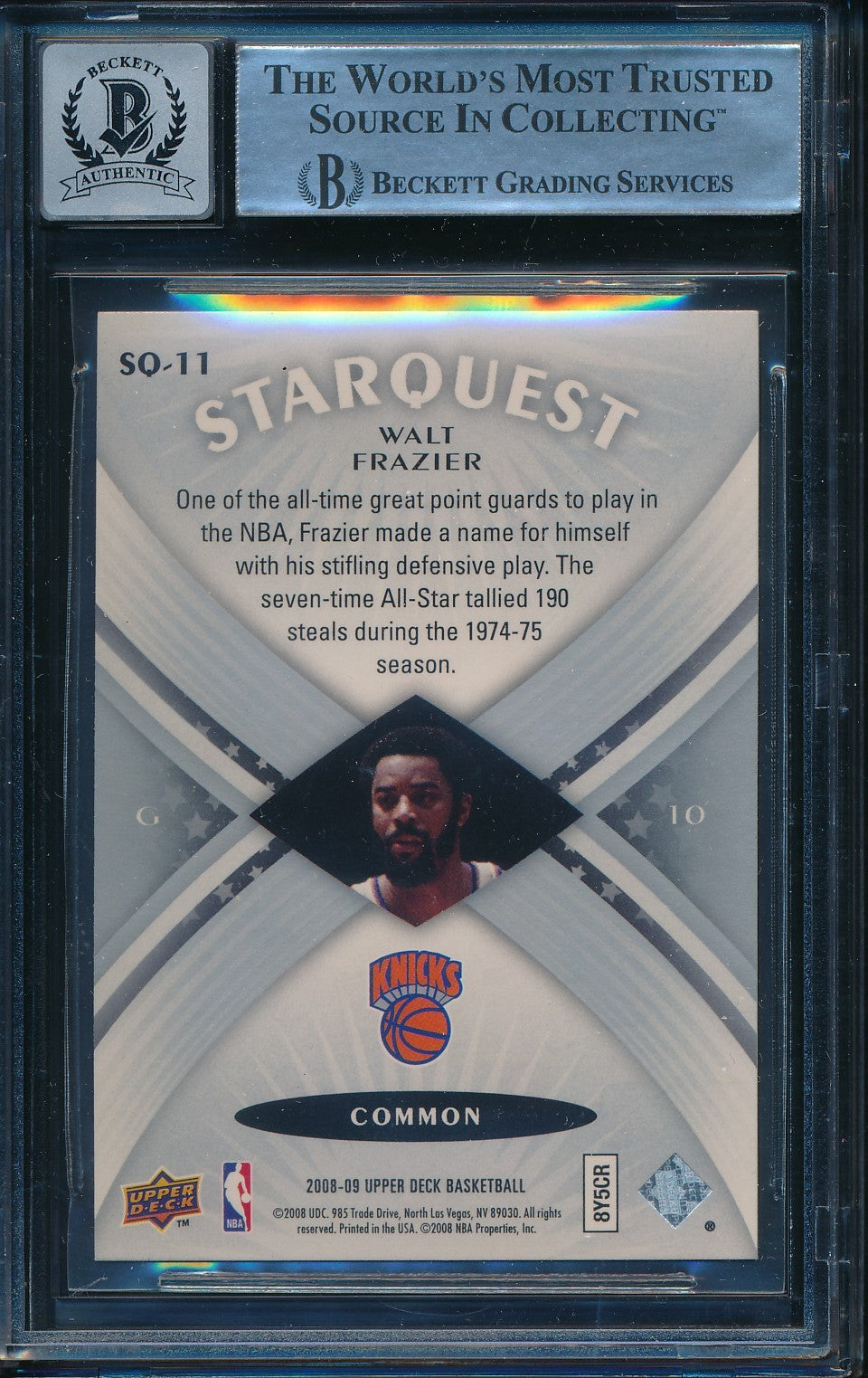Walt Frazier HOF Signed/Auto 2008-09 Upper Deck Starquest Card #SQ11 BAS 198680