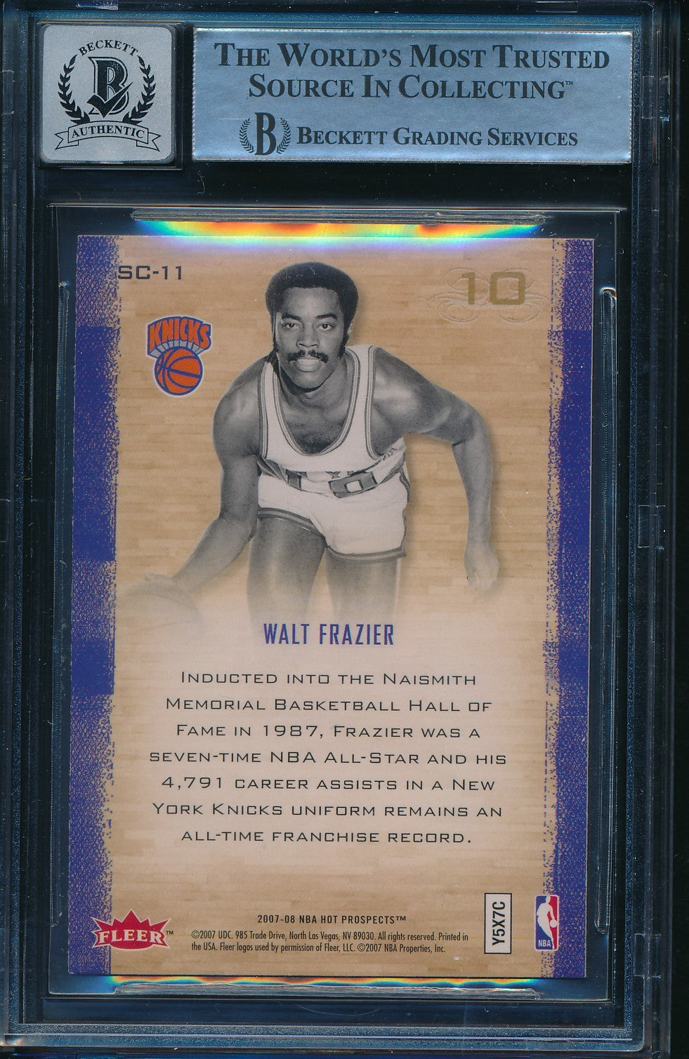 Walt Frazier HOF Signed/Auto 2007-08 Fleer Hot Prospects Card #10 BAS 198681