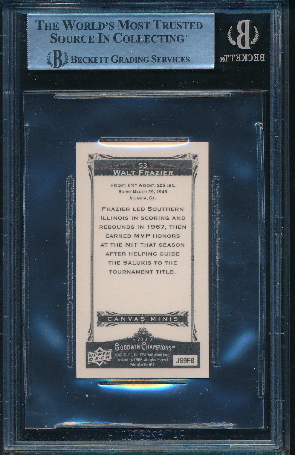 Walt Frazier HOF Signed/Auto 2013 Upper Deck Goodwin Card #53 BAS/Beckett 198686