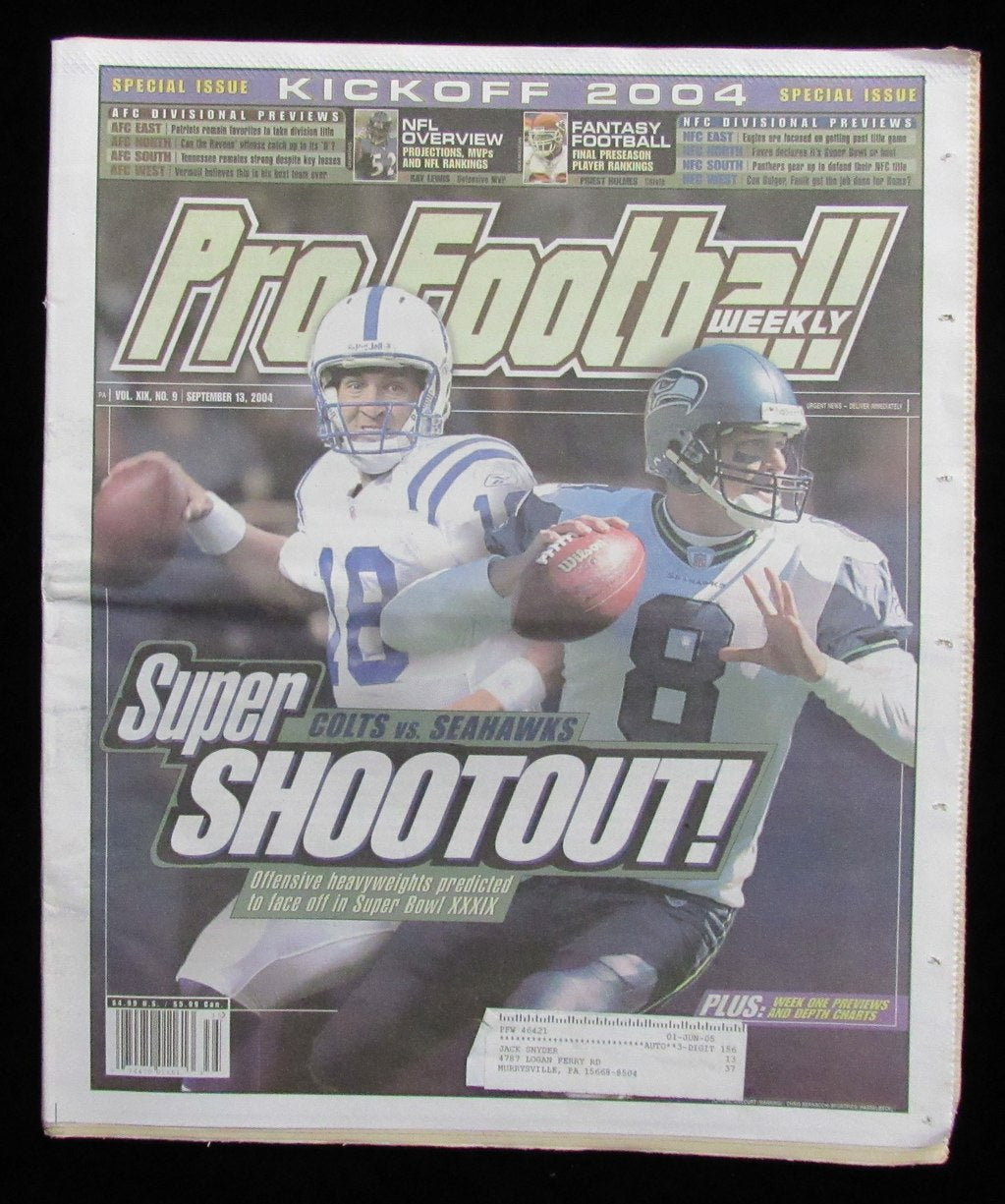 January 19, 2004 Pro Football Weekly Newspaper Peyton Manning on Cover 198249