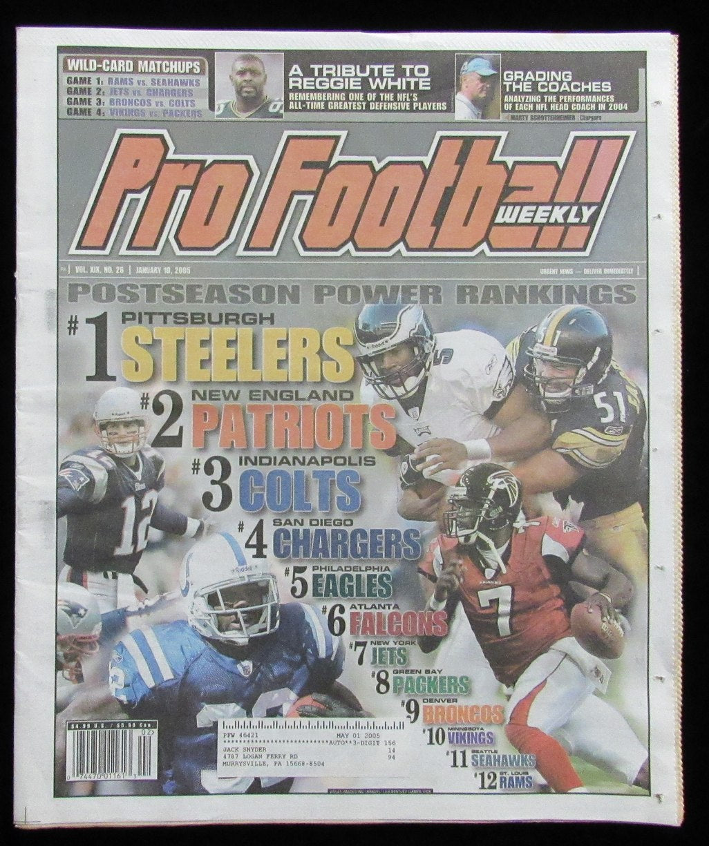 January 10, 2005 Pro Football Weekly Newspaper Tom Brady Donovan McNabb 198238