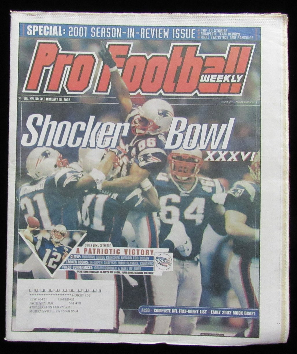 February 18, 2004 Pro Football Weekly Newspaper New England Patriots 198233
