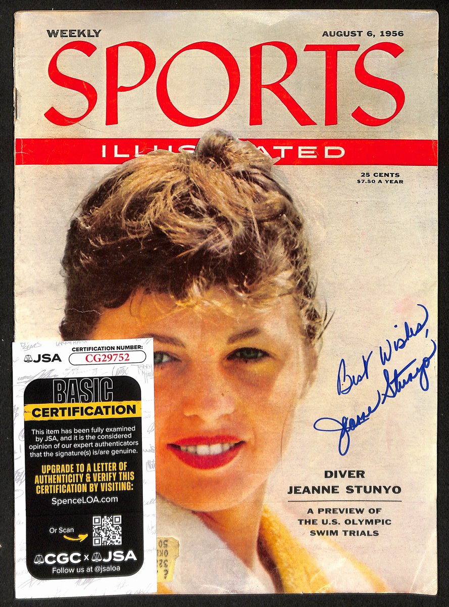 Jeanne Stunyo Diver Signed 08/06/1956 Sports Illustrated Magazine JSA 198018