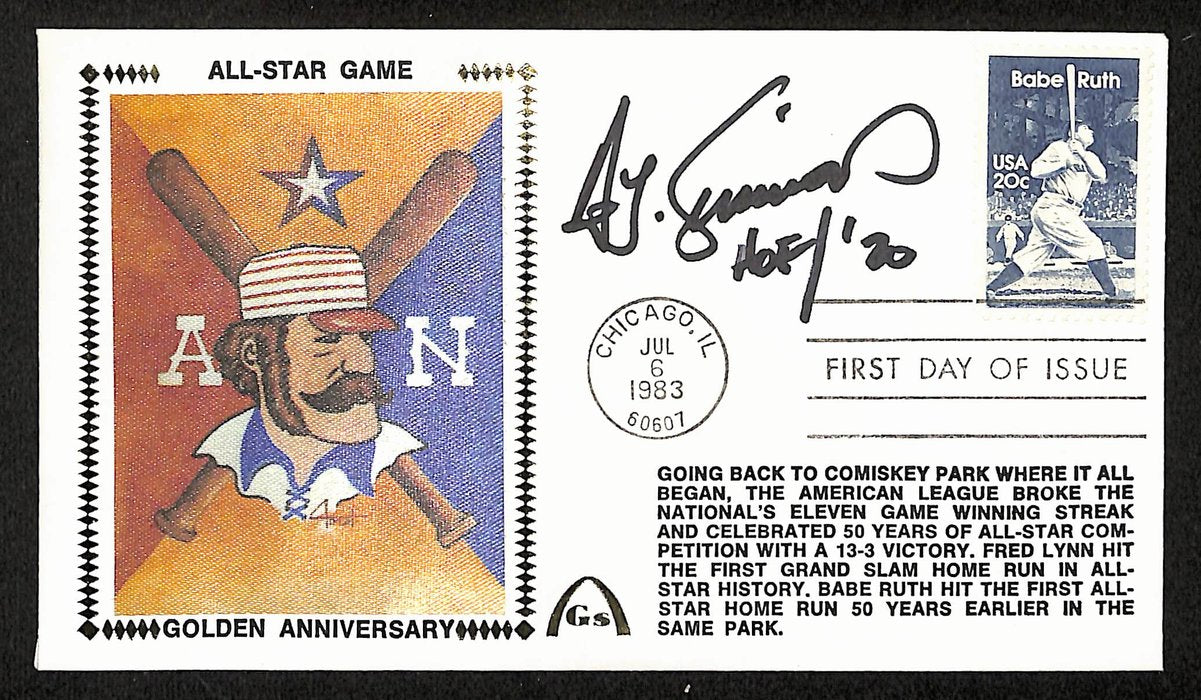 Ted Simmons HOF Signed/Inscr 1983 FDC First Day Cover Envelope JSA 198384