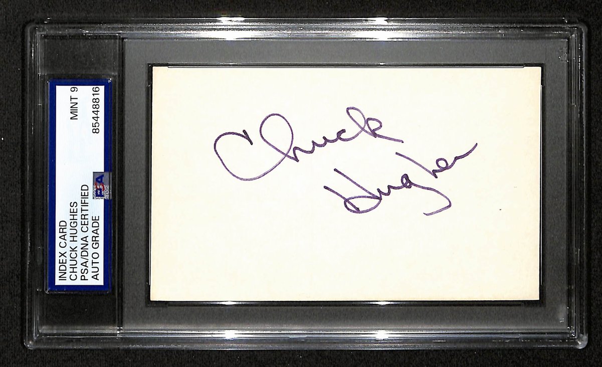 Chuck Hughes Detroit Lions Signed/Auto 3x5 Index Card PSA/DNA MINT-9 198701