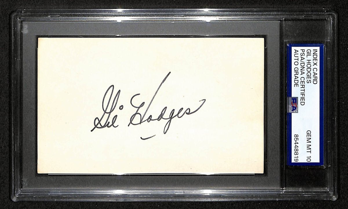 Gil Hodges HOF Dodgers Signed/Auto 3x5 Index Card PSA/DNA GEM MINT-10 198702
