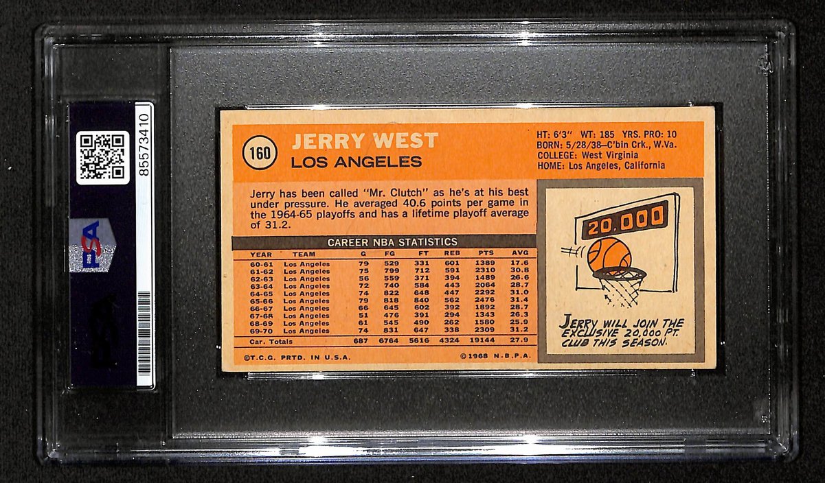 Jerry West HOF Lakers Signed/Inscribed 1970-71 TOPPS Card #160 PSA/DNA 198707