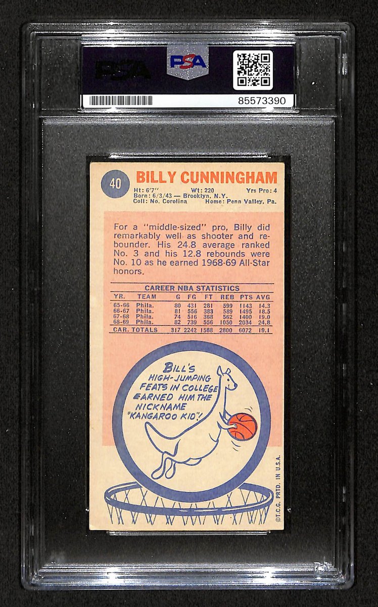 Billy Cunningham HOF Signed/Auto 1969-70 TOPPS RC Card #40 PSA/DNA 198712