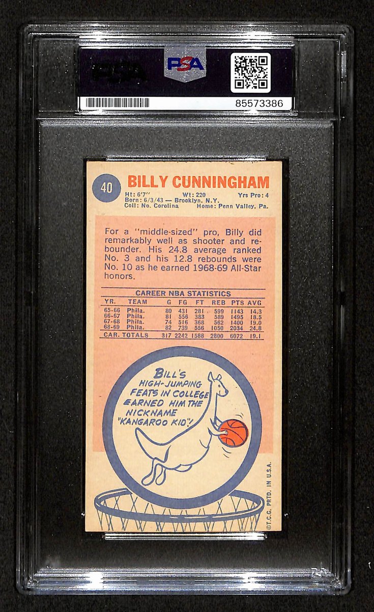 Billy Cunningham HOF Signed/Auto 1969-70 TOPPS RC Card #40 PSA/DNA 198713
