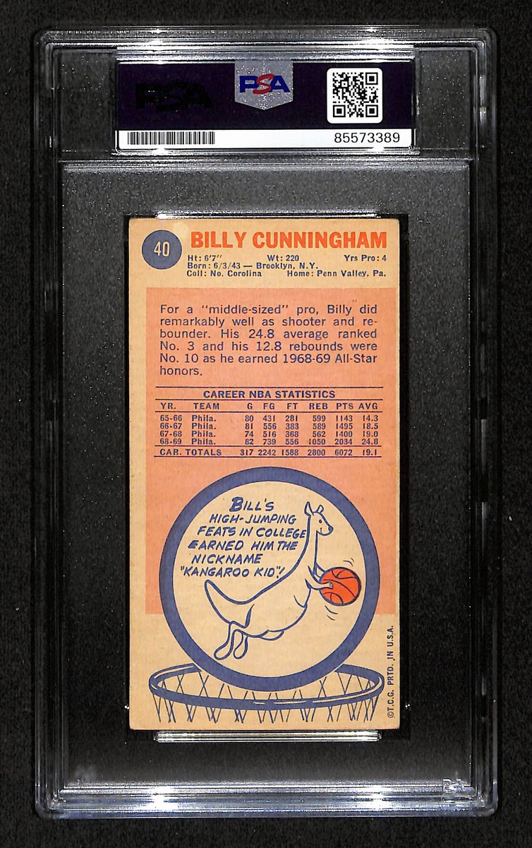 Billy Cunningham HOF Signed/Auto 1969-70 TOPPS RC Card #40 PSA/DNA 198714