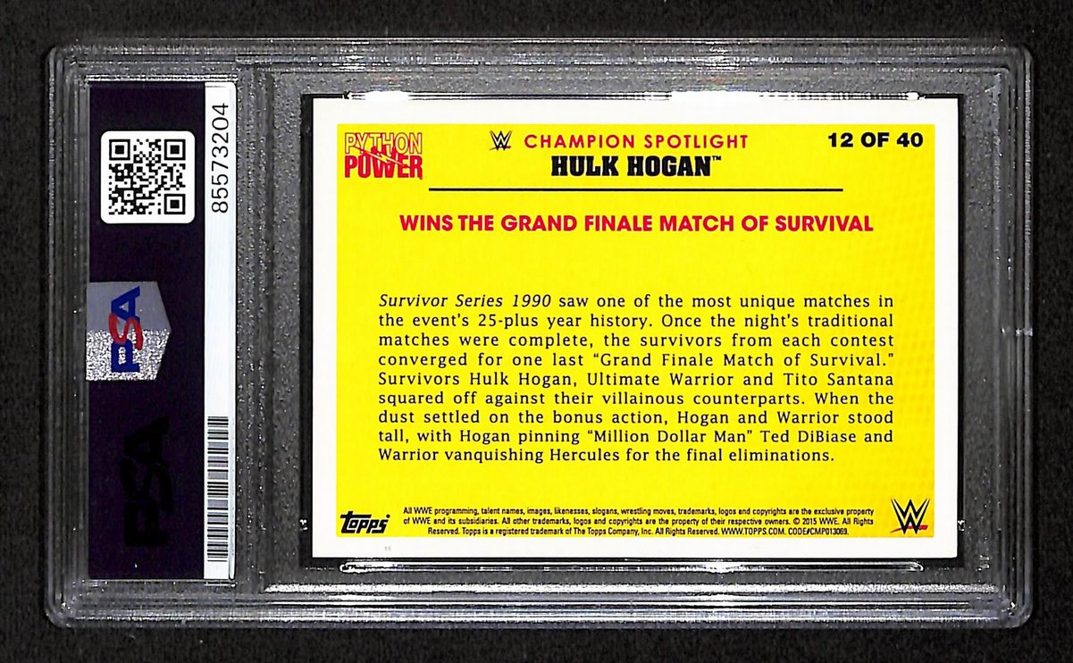 Hulk Hogan Signed/Auto 2015 TOPPS w/ Ultimate Warrior Card #12 PSA/DNA 198782