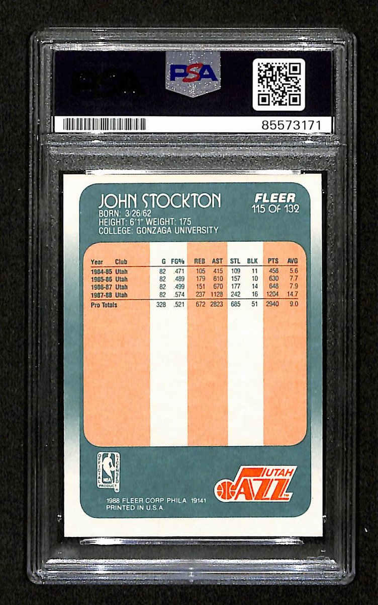 John Stockton HOF Signed/Auto On Card 1988 Fleer RC Card #115 PSA/DNA 198724