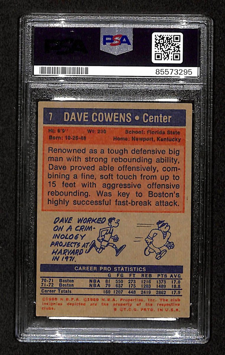 Dave Cowens HOF Signed/Inscribed On Card 1972 TOPPS Card #7 PSA/DNA 198744
