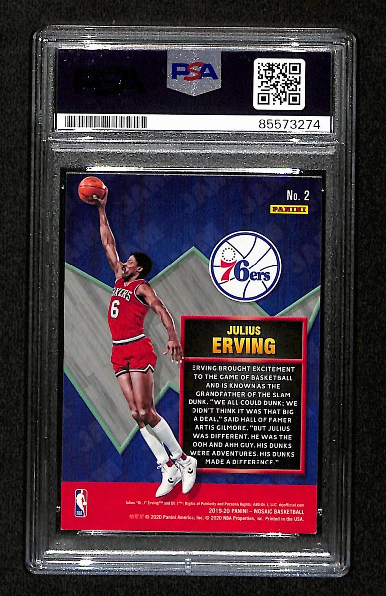Julius Erving HOF Signed/Autographed On Card 2019 Panini Card #2 PSA/DNA 198761