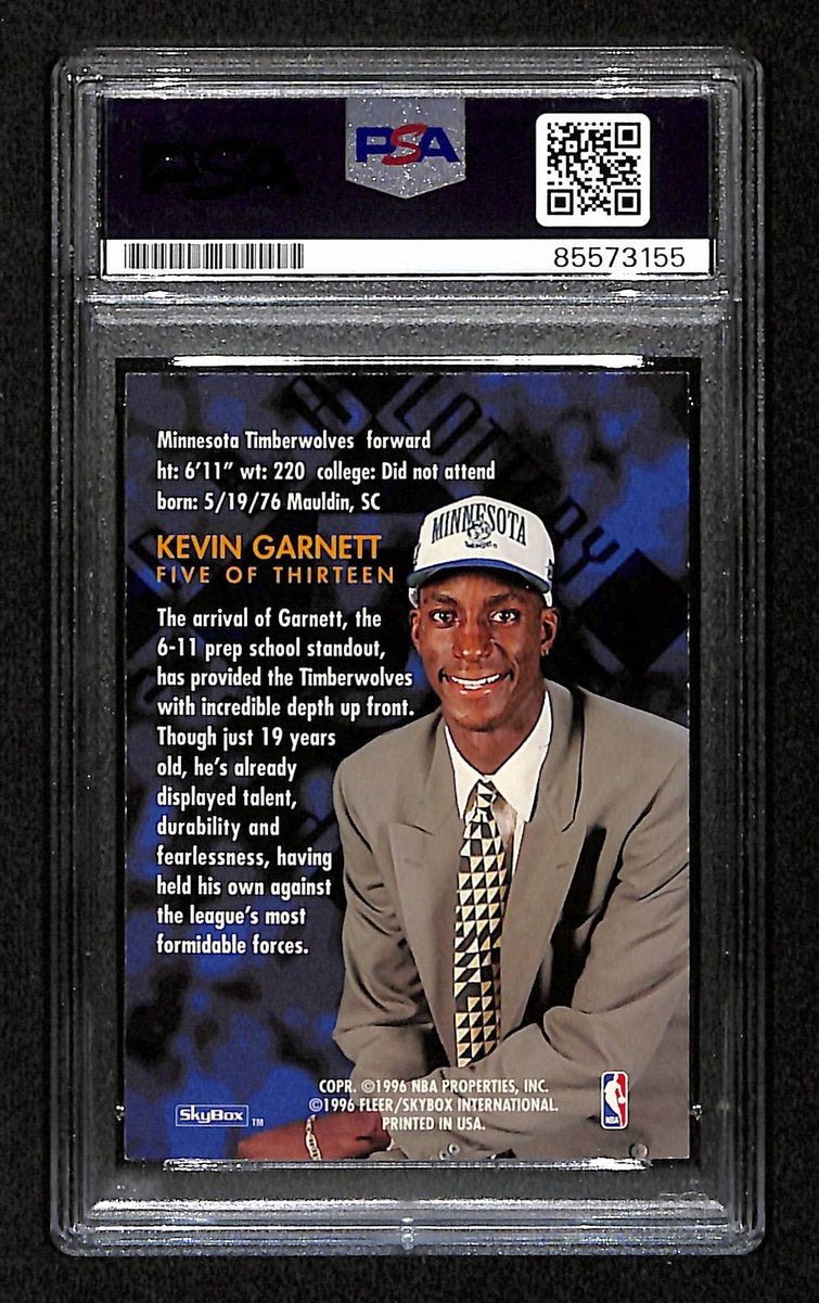 Kevin Garnett HOF Signed/Auto On Card 1995-96 Skybox RC Card #5 PSA/DNA 198745