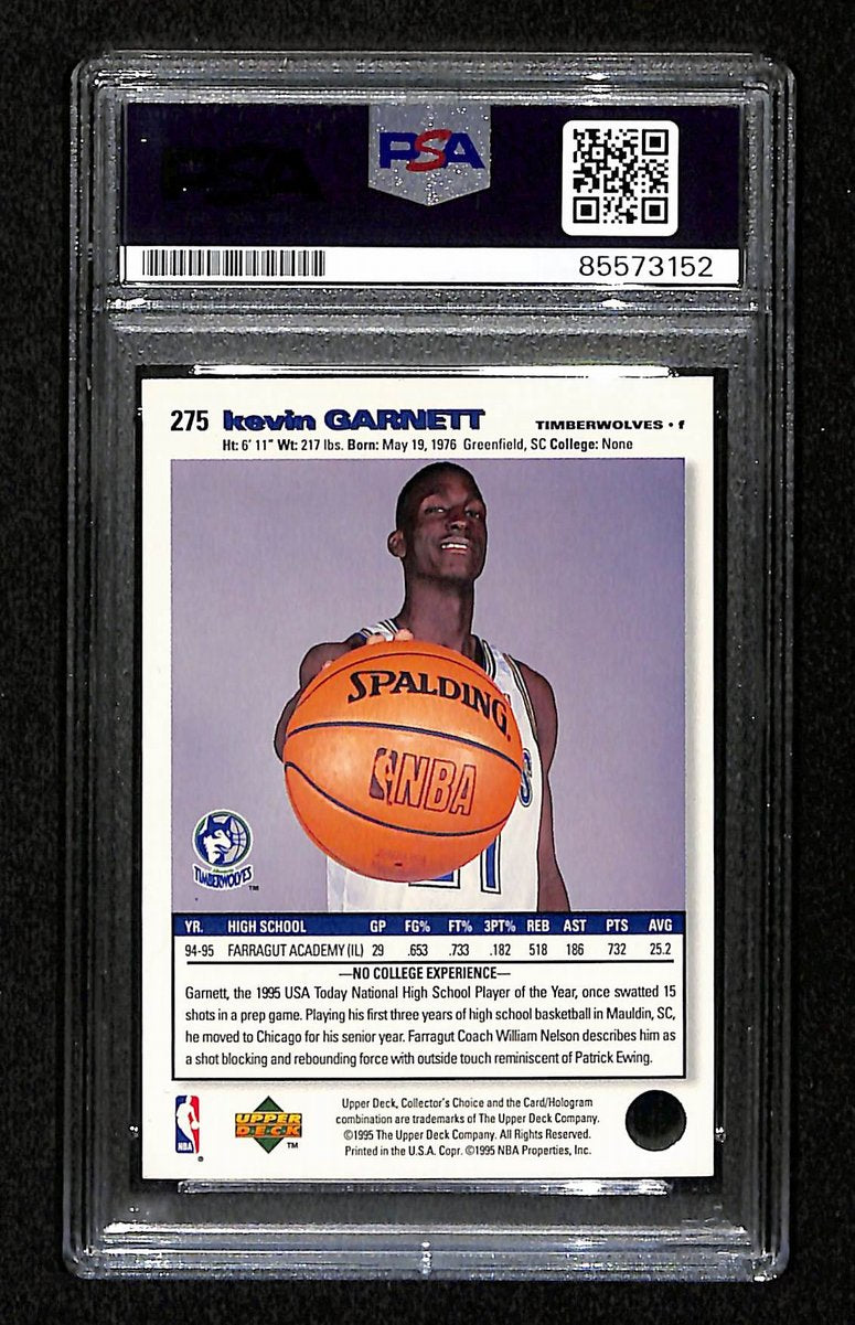 Kevin Garnett HOF Signed/Auto On Card 1995-96 Upper Deck RC Card #275 PSA/DNA4