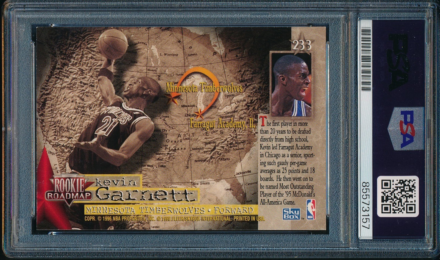 Kevin Garnett HOF Signed/Auto On Card 1995-96 Skybox RC Card #233 PSA/DNA 198484