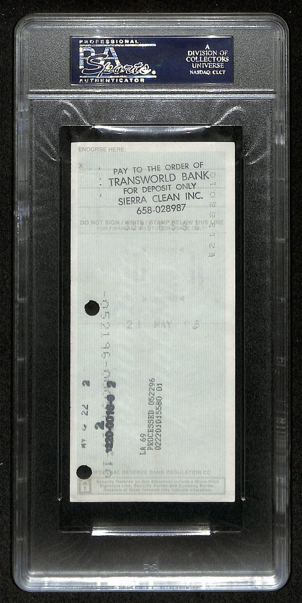 Wilt Chamberlain HOF 76ers Signed/Autographed 1996 6x3 Bank Check PSA/DNA 198794