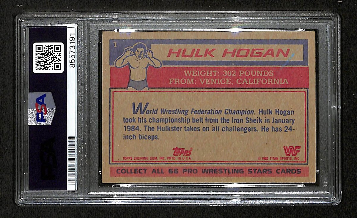 Hulk Hogan Signed/Autographed On Card 1985 TOPPS WWF RC Card #1 PSA/DNA 198800