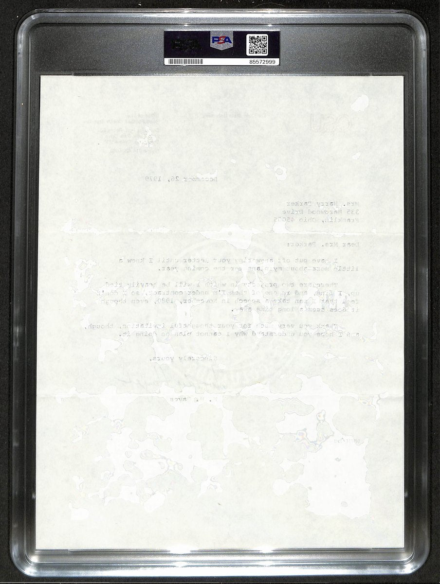 Woody Hayes Signed/Auto 9x11 1979 TLS Letter Ohio State Univ PSA/DNA 198791
