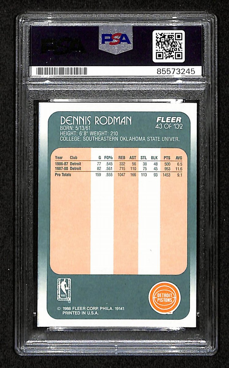 Dennis Rodman HOF Signed/Auto On Card 1988 Fleer RC Card #43 PSA/DNA 198796