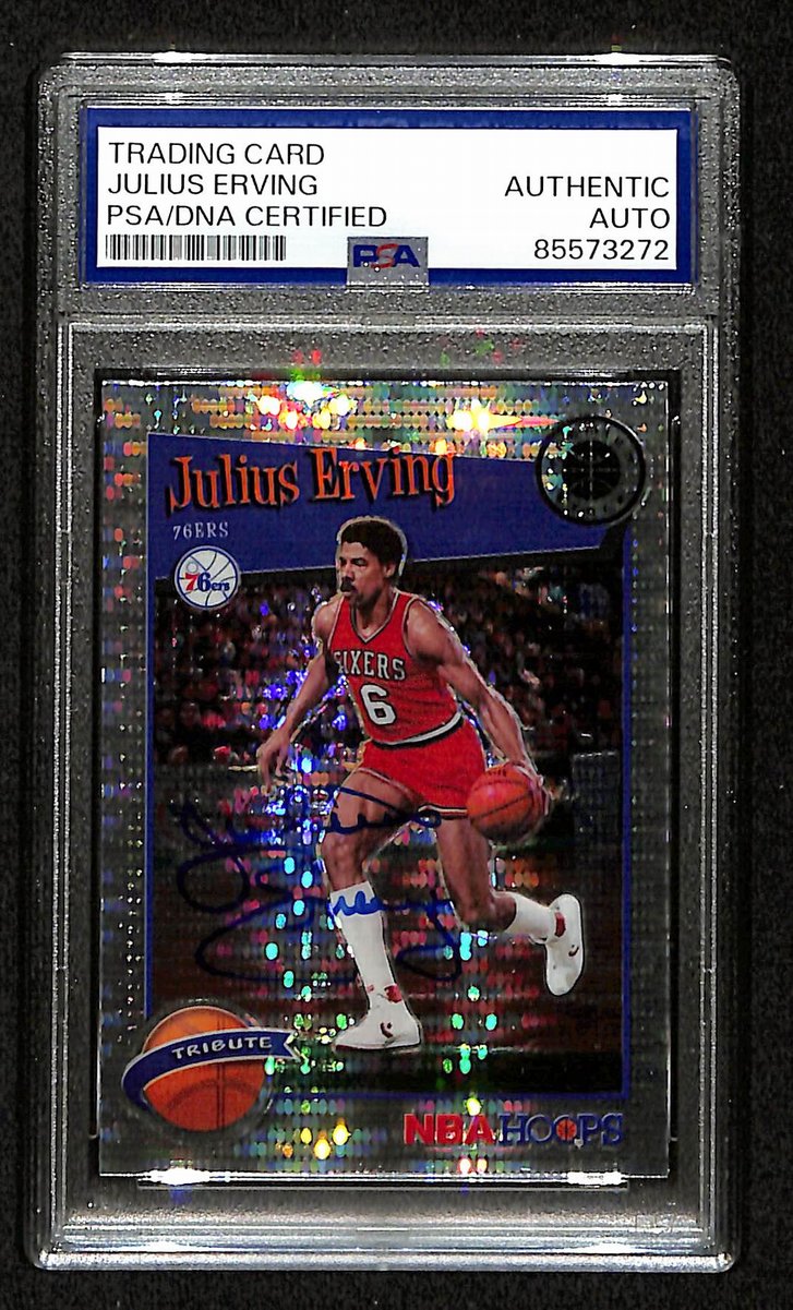 Julius Erving HOF Signed/Auto On Card 2019 Panini Hoops Card #293 PSA/DNA 198809