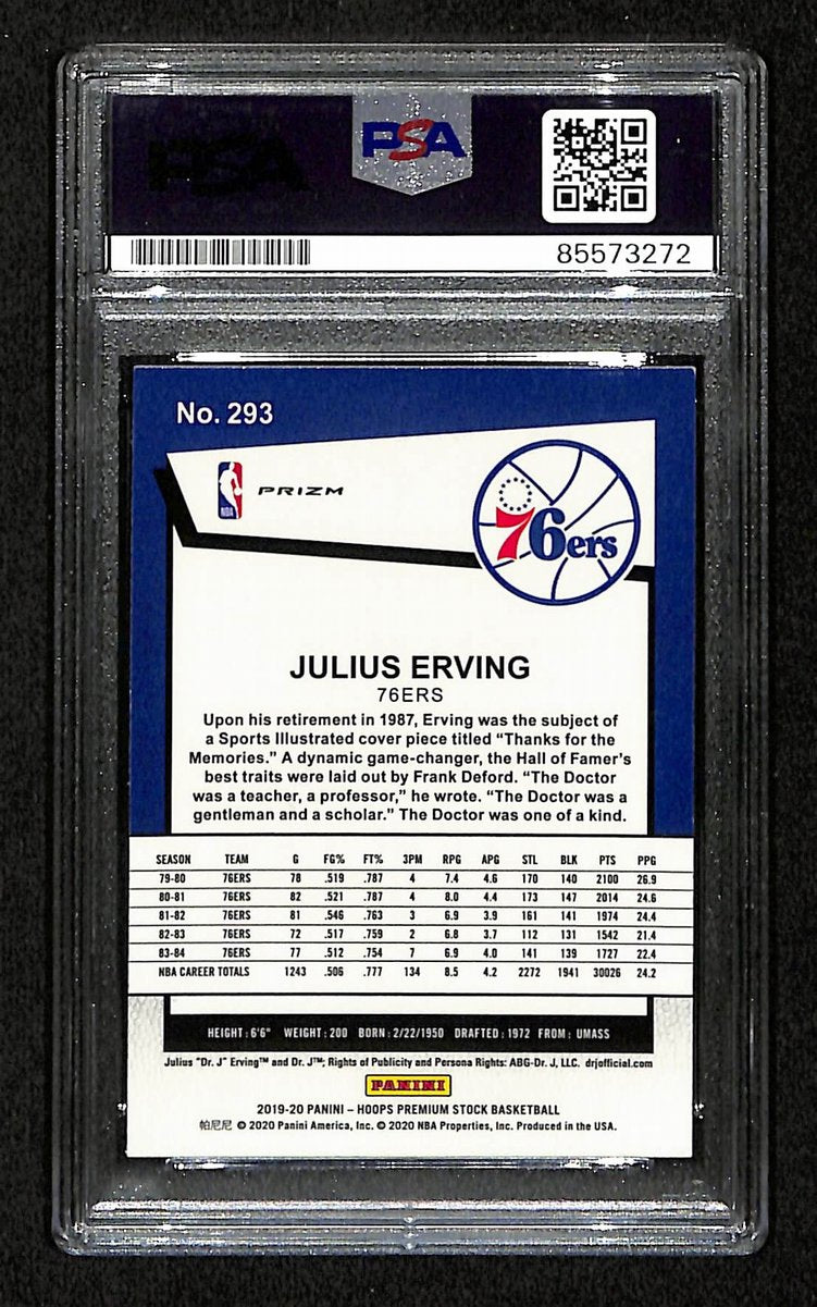 Julius Erving HOF Signed/Auto On Card 2019 Panini Hoops Card #293 PSA/DNA 198809