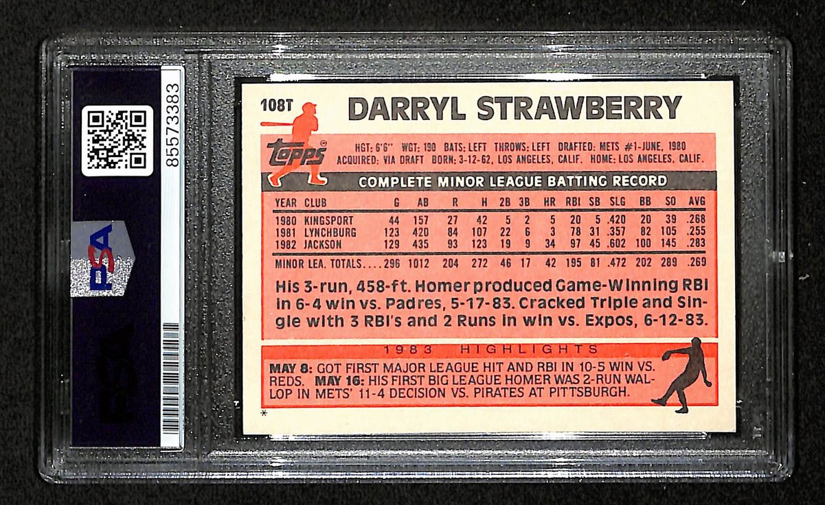 Darryl Strawberry Signed/Inscr On Card 1983 TOPPS RC Card #108T PSA/DNA 198813