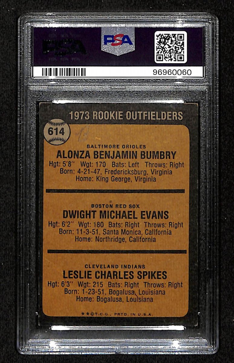 Bumbry/Evans/Spikes Signed On Card 1973 TOPPS RC Card 614 PSA/DNA Auto 10 198818