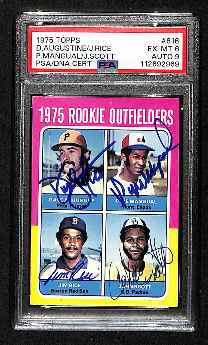 Jim Rice HOF Signed On Card 1975 TOPPS Outfielder RC Card #616 PSA/DNA Auto 9