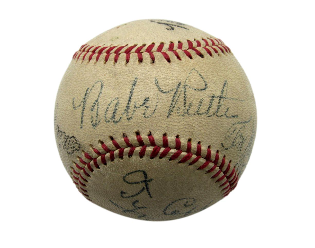Babe Ruth (2) / Ty Cobb / Tris Speaker Signed/Auto Official Baseball PSA 198535
