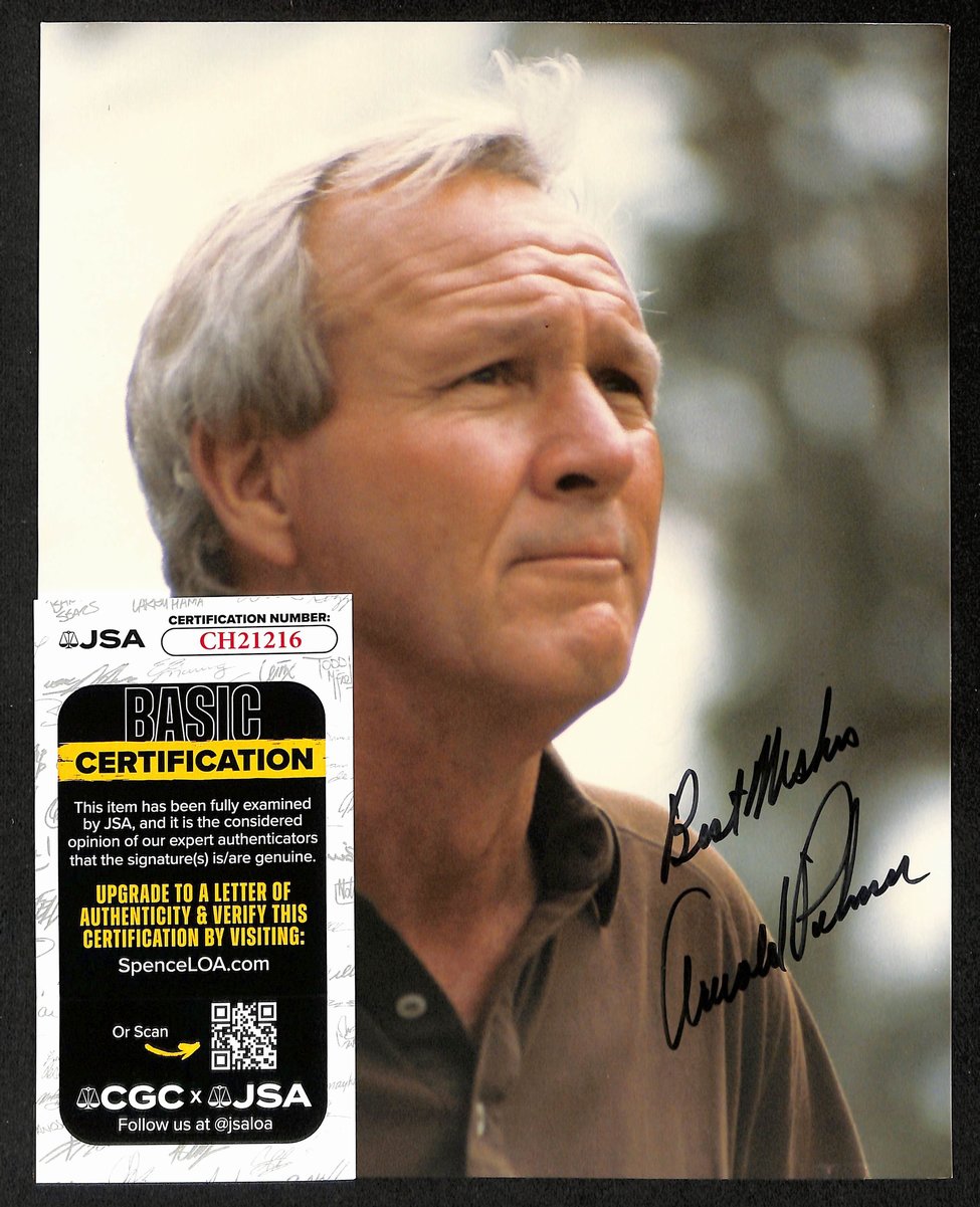 Arnold Palmer Signed/Inscribed 8x10 Photo PGA Masters Champ JSA 198833