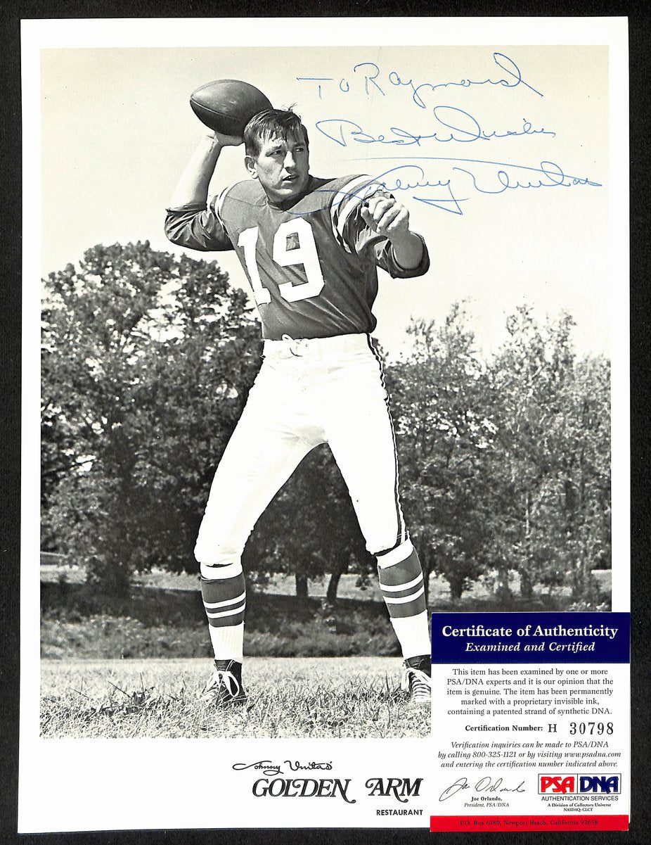 Johnny Unitas HOF Signed/Inscr Vintage 8x10 Photo Baltimore Colts PSA/DNA 198845