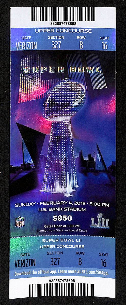 2018 Super Bowl LII Full Unused Mint Authentic Ticket Eagles vs. Patriots 198875